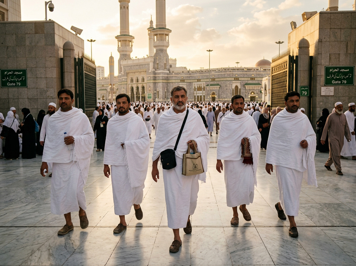 Pilgrims walking near Masjid al-Haram